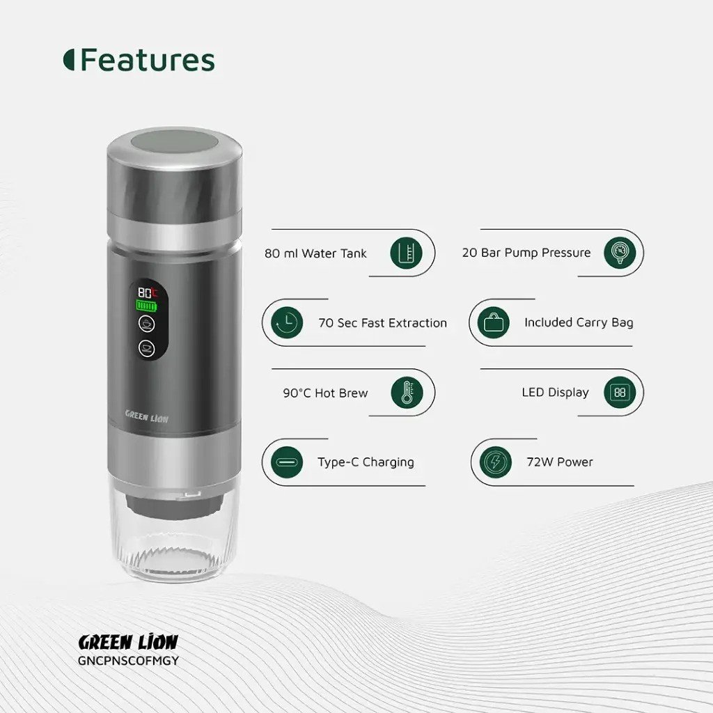 Green Lion Campinas Portable Coffee Maker 80mL – Gray 3