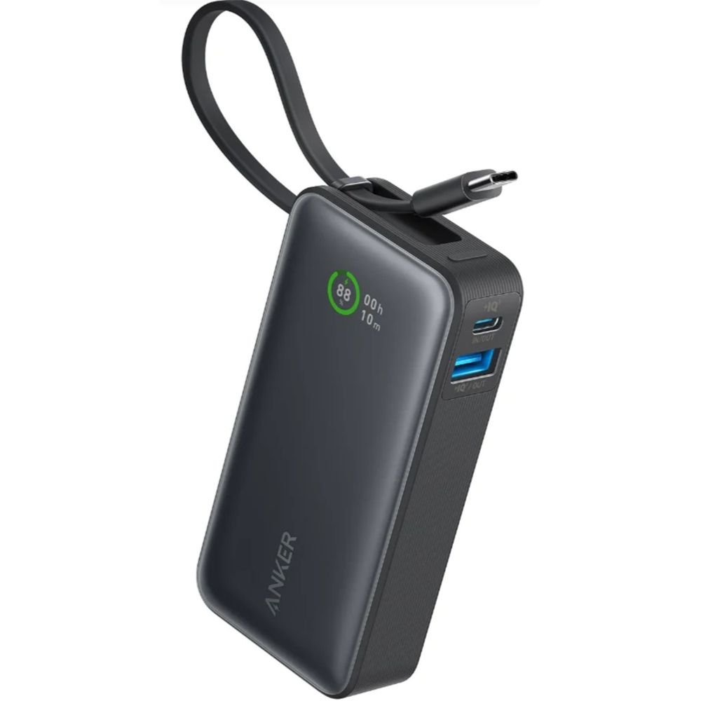 باور بانك أنكر نانو 30 واط بكابل USB-C مدمج 10000 مللي أمبير A1259H11 - أسود