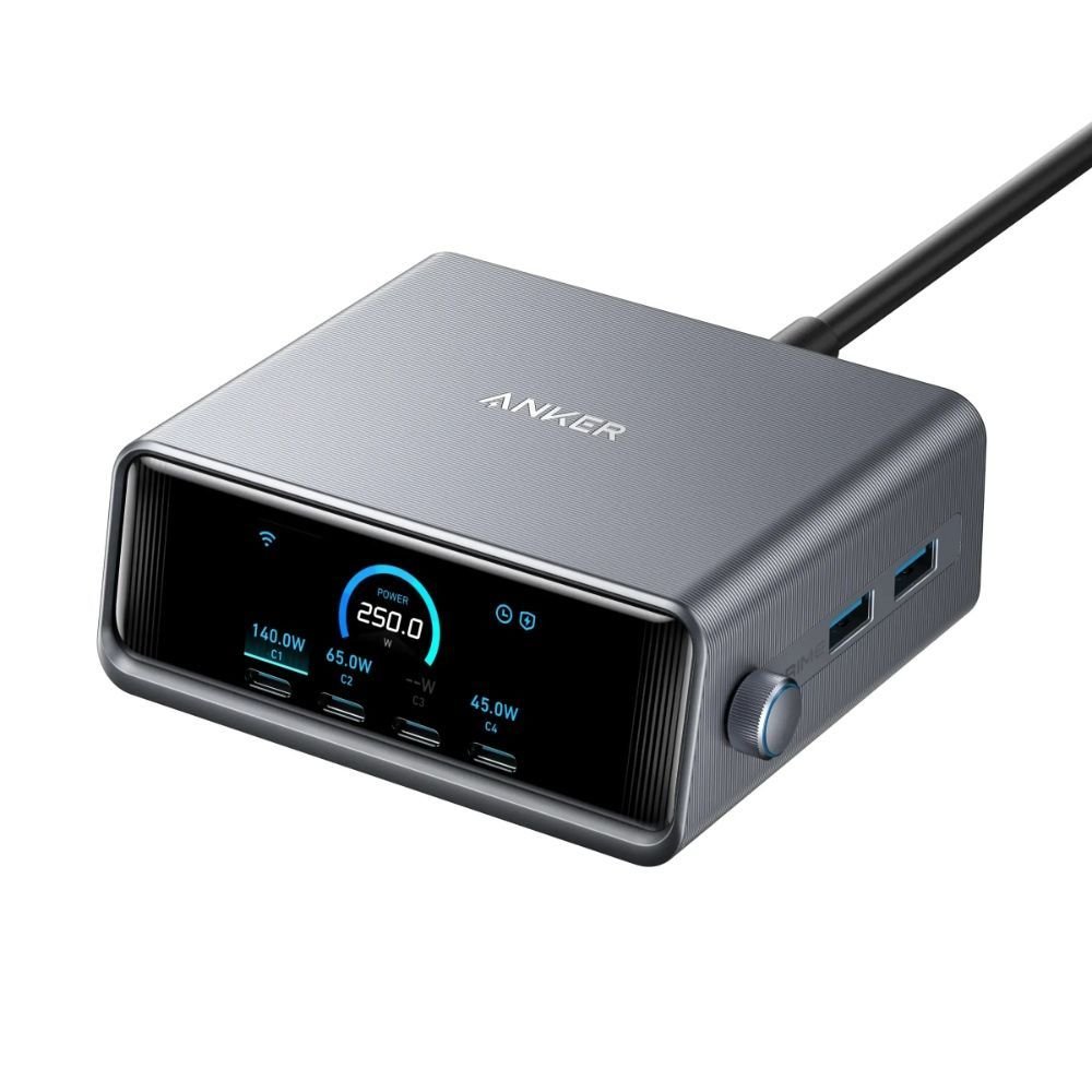 Anker A2345241 Prime Gan Desktop 6 Ports Charger 250W - Silver