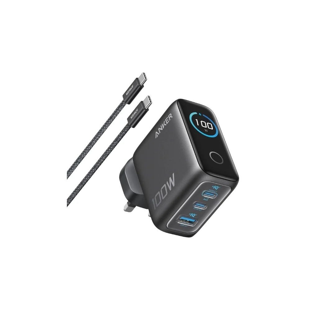 Anker Charger (100W, 3 Ports, Smart Display)