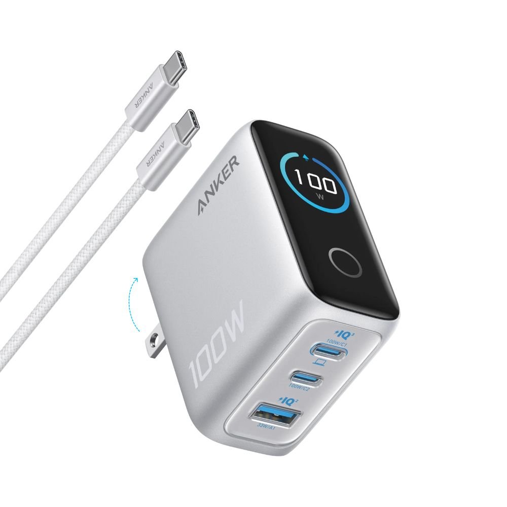Anker Charger (100W, 3 Ports, Smart Display)