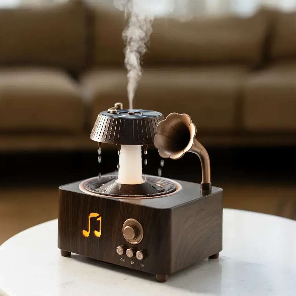 Porodo Lifestyle Concorde Classic Design Perfume Diffuser And Speaker With Colored Lighting - Brown 2