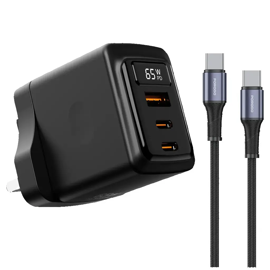 Porodo Gan 65W Multi-Port Wall Charger